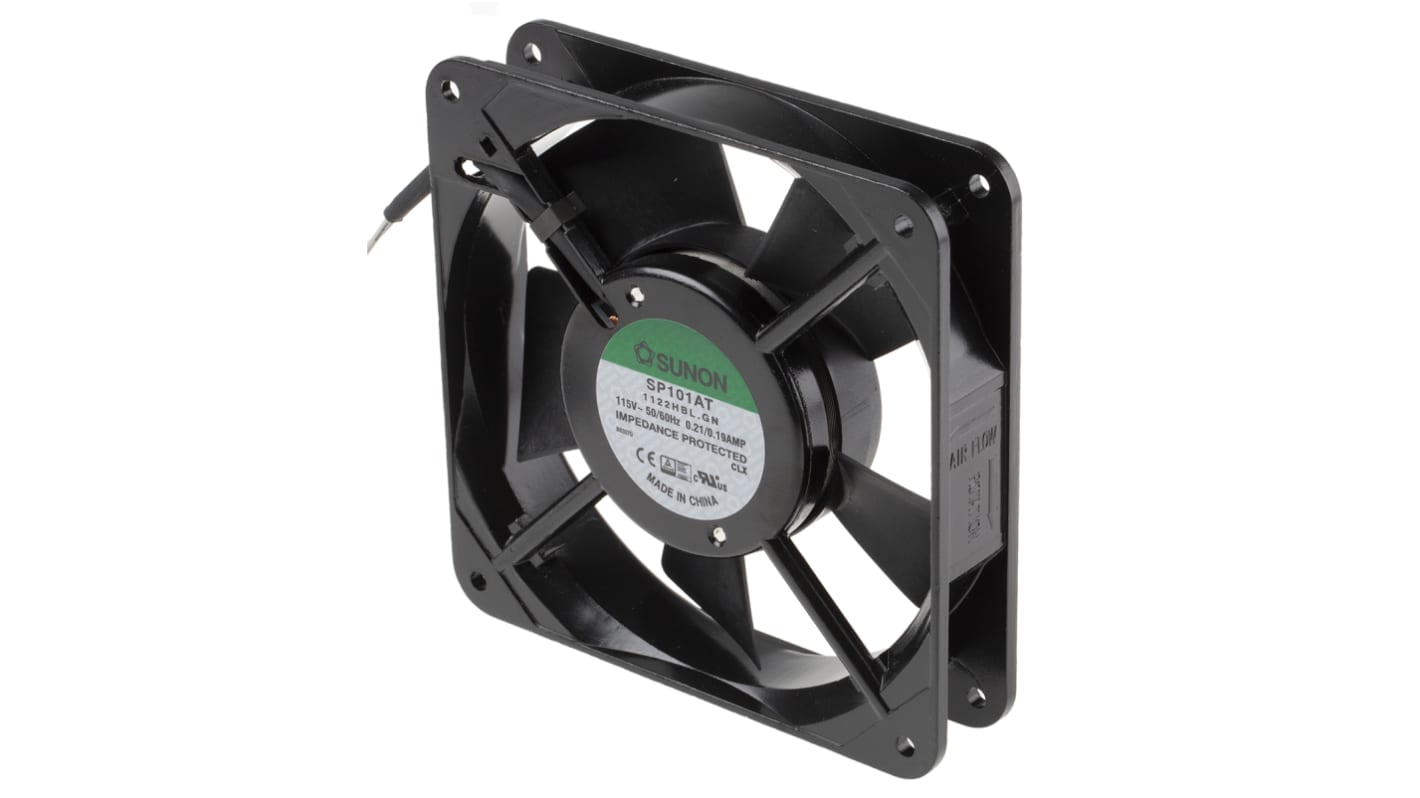 Sunon 交流轴流风机, 115 V ac电源, 136m³/h, 18W, 最大190mA, 2500rpm, 120 x 120 x 25mm, SP系列