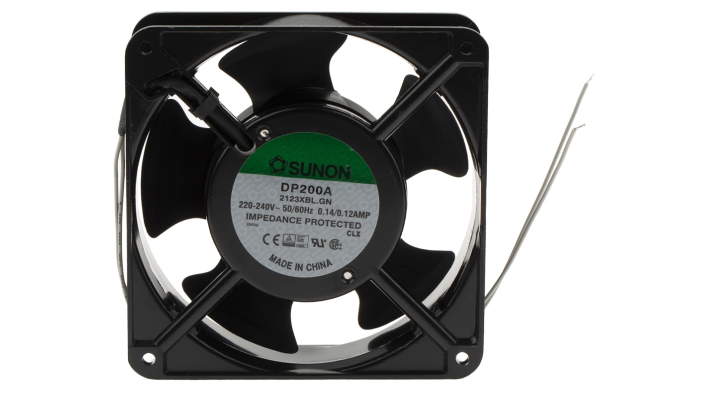 Sunon 交流轴流风机, 230 V 交流电源, 199m³/h, 21W, 最大120mA, 3150rpm, 120 x 120 x 38mm, DP系列