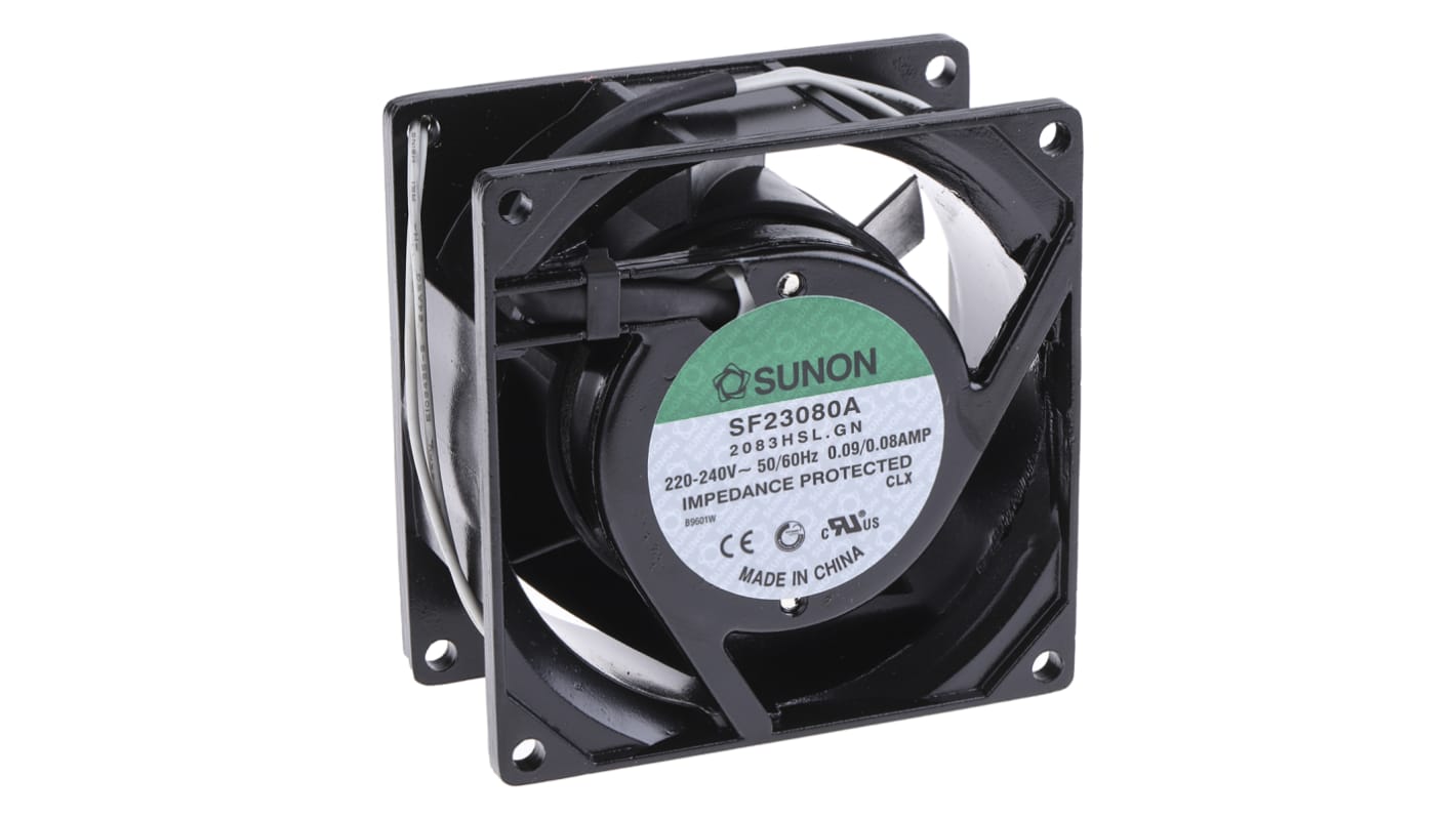 Sunon SF Series Axial Fan, 230 V ac, AC Operation, 39.1m³/h, 16W, 80mA Max, 80 x 80 x 38mm