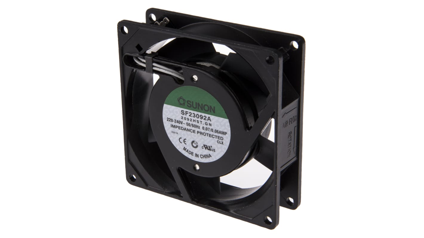 Sunon SF AC-Axiallüfter, Gleitlager, 230 V ac / 14W, 92 x 92 x 25mm, 2750U/min, 49.3m³/h