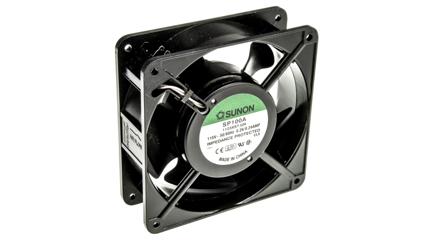 Sunon SP Series Axial Fan, 115 V ac, AC Operation, 161.4m³/h, 20W, 240mA Max, 120 x 120 x 38mm