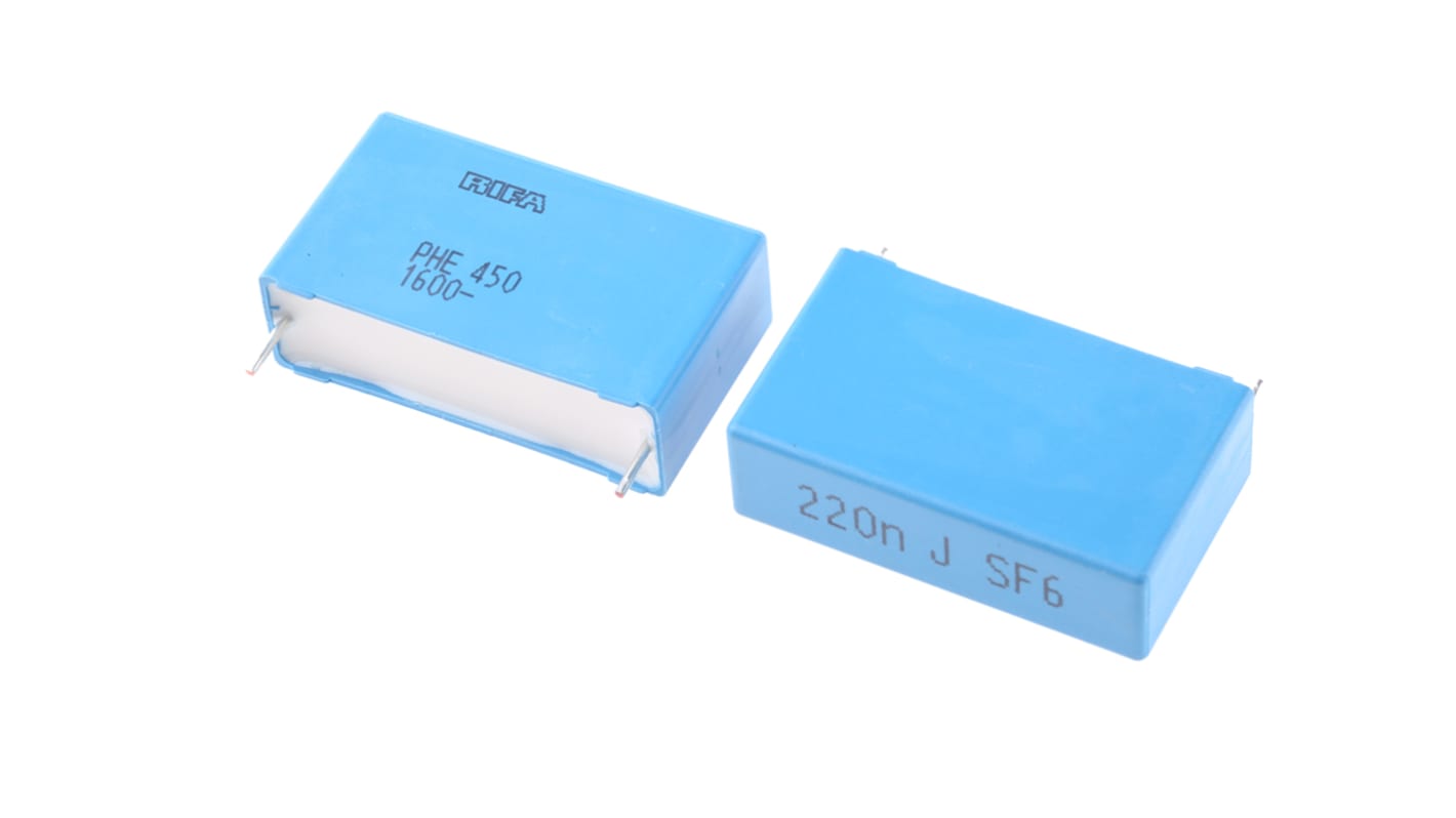 KEMET PHE450 Metallised Polypropylene Film Capacitor, 1.6 kV dc, 650 V ac, ±5%, 220nF, Through Hole