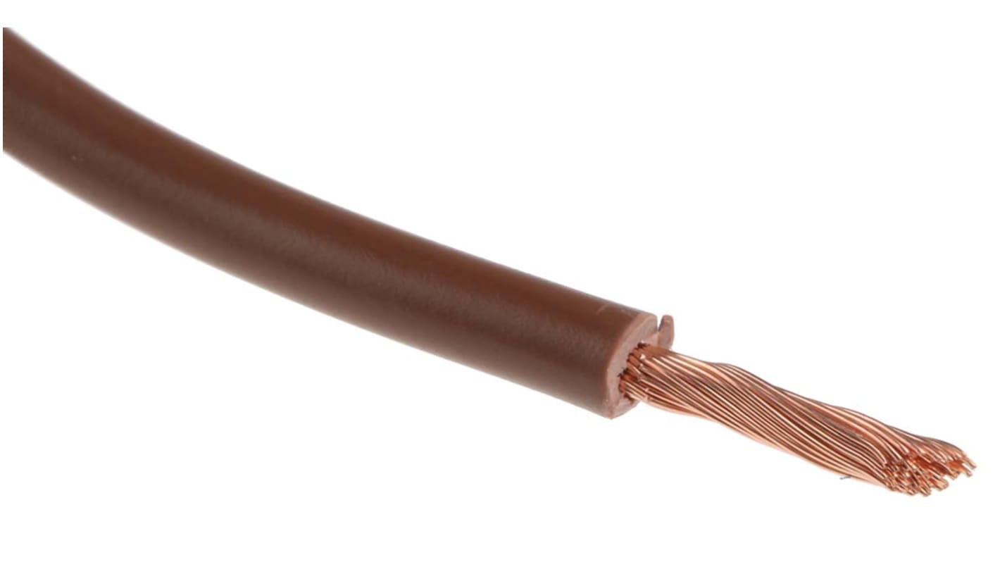 RS PRO Brown 2.5 mm² Hook Up Wire, 13 AWG, 50/0.25 mm, 100m, PVC Insulation