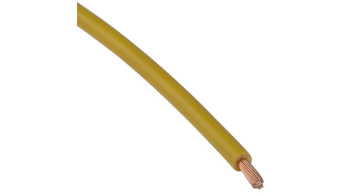 RS PRO Yellow 2.5mm² Hook Up Wire, 13 AWG, 50/0.25 mm, 100m, PVC Insulation