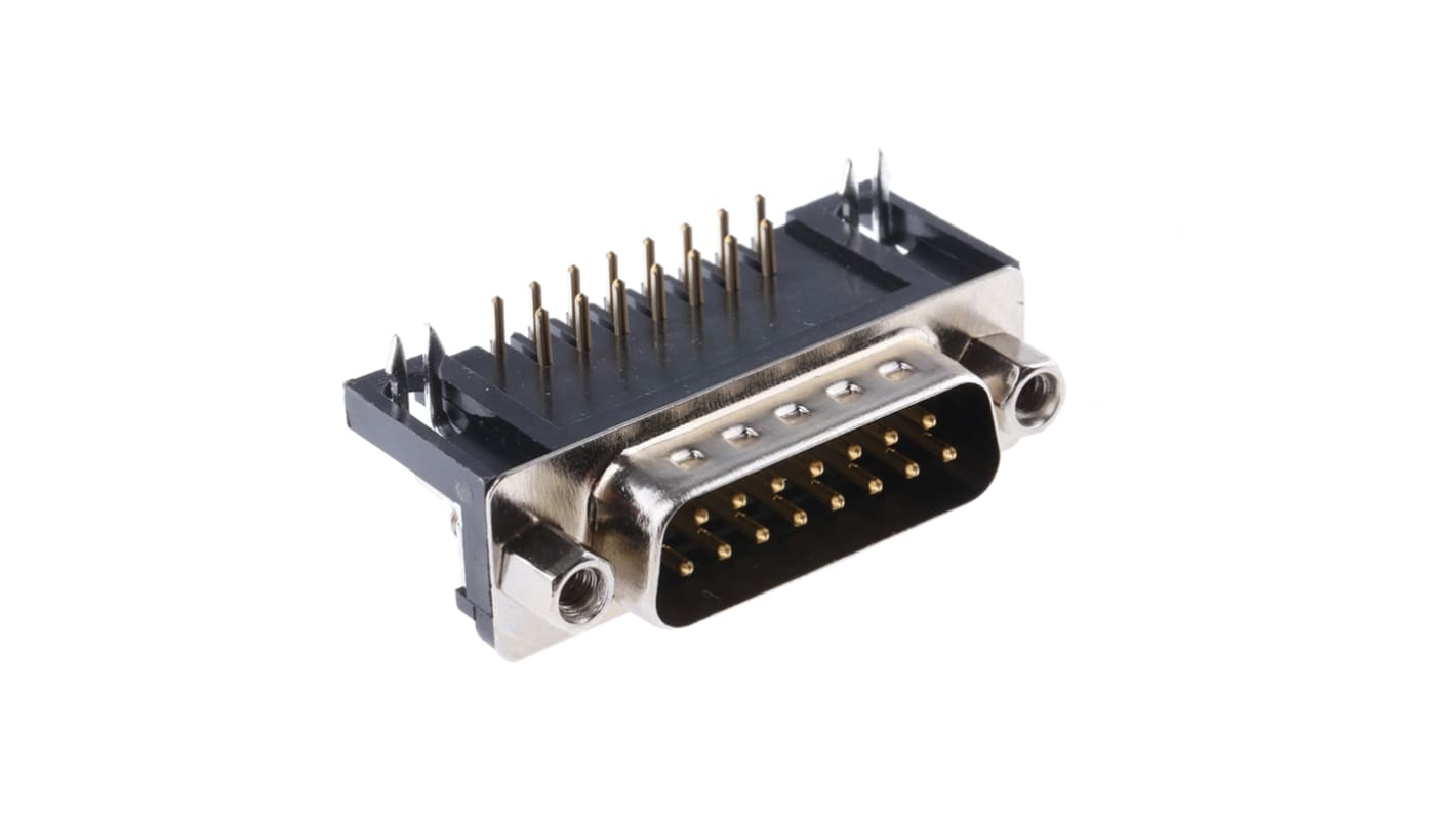 RS PRO 15 Way Right Angle Through Hole D-sub Connector Plug, 2.77mm Pitch, with 4-40 UNC