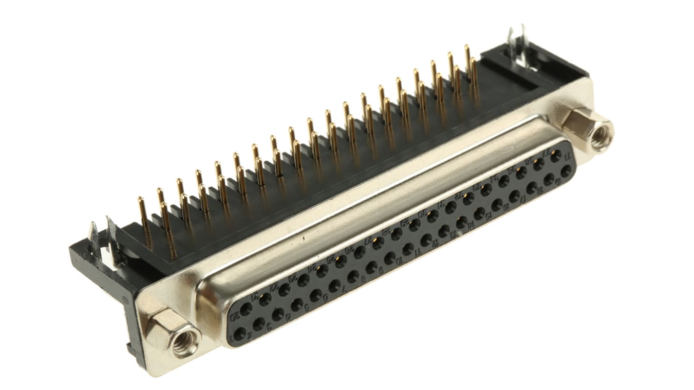 RS PRO D-sub csatlakozó, 2.77mm távolság, Nő, Derékszögű, Átmenő furat, C, Forrasztás, 250 V, 5A