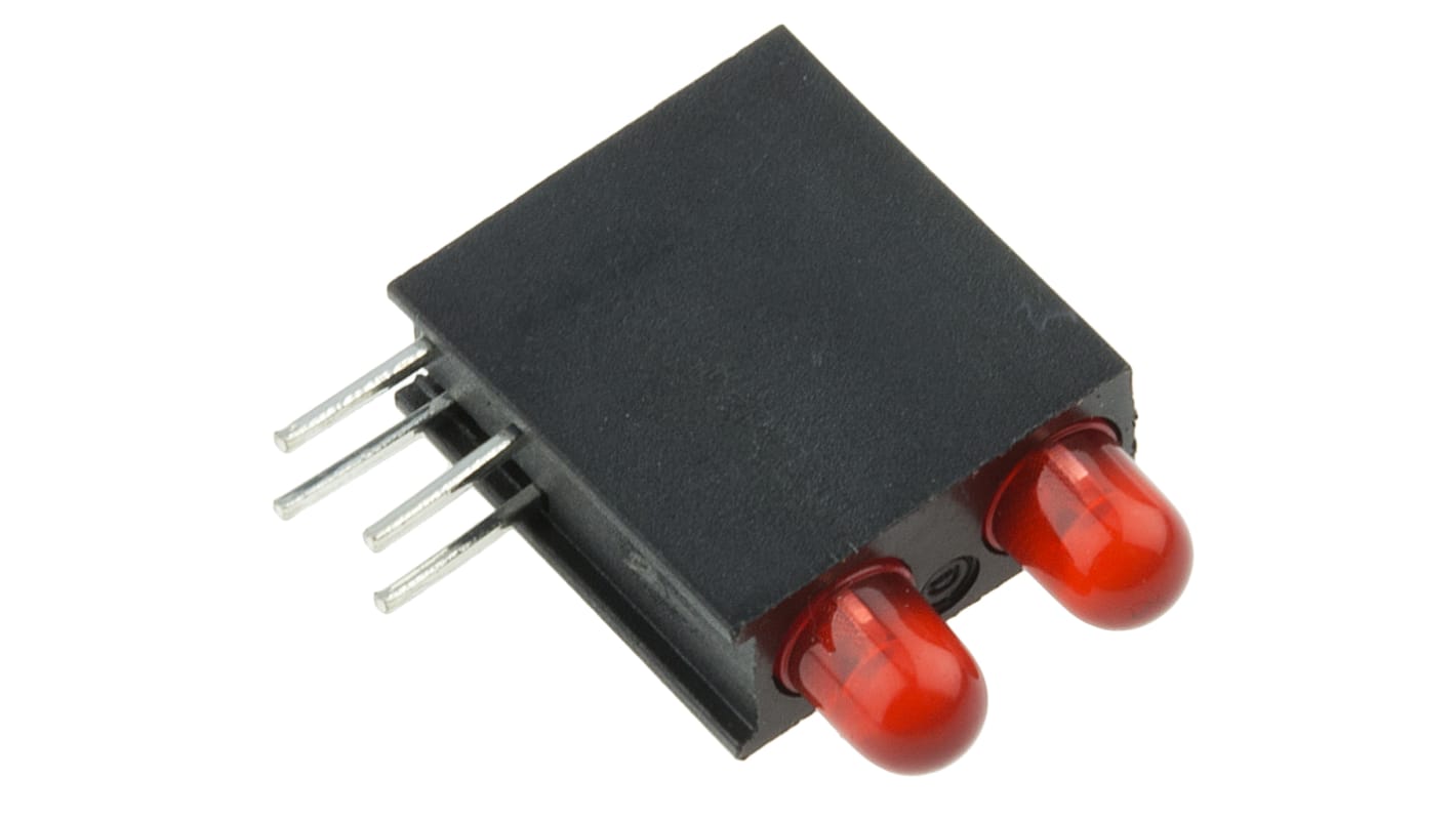 Dialight LED Anzeige PCB-Montage Rot 2 x LEDs THT Rechtwinklig 4-Pins 60 ° 2,2 V