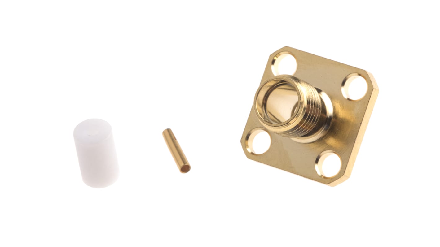 RS PRO, Jack Flange Mount SMA Connector, 50Ω, Solder Termination, Straight Body