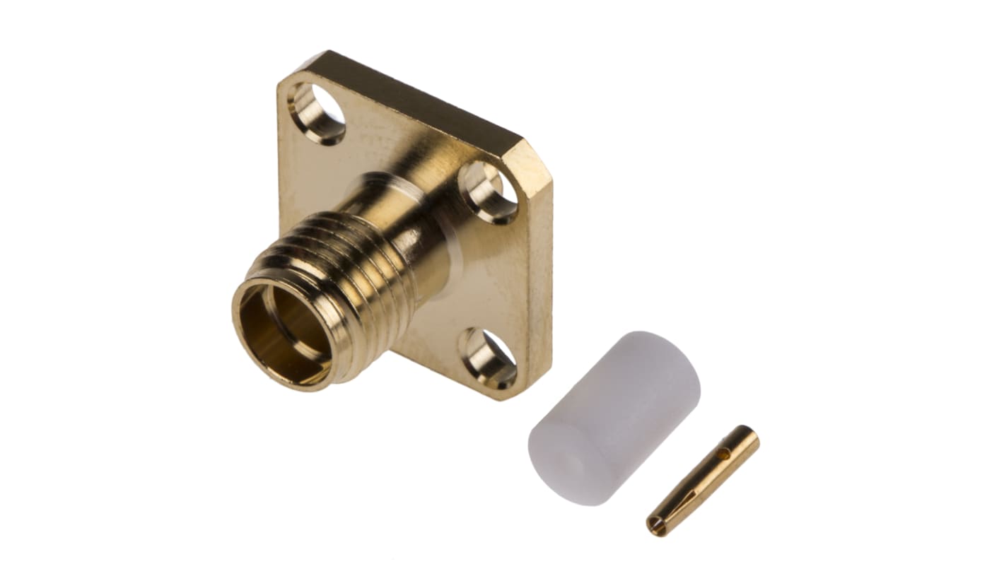RS PRO, Jack Flange Mount SMA Connector, 50Ω, Solder Termination, Straight Body