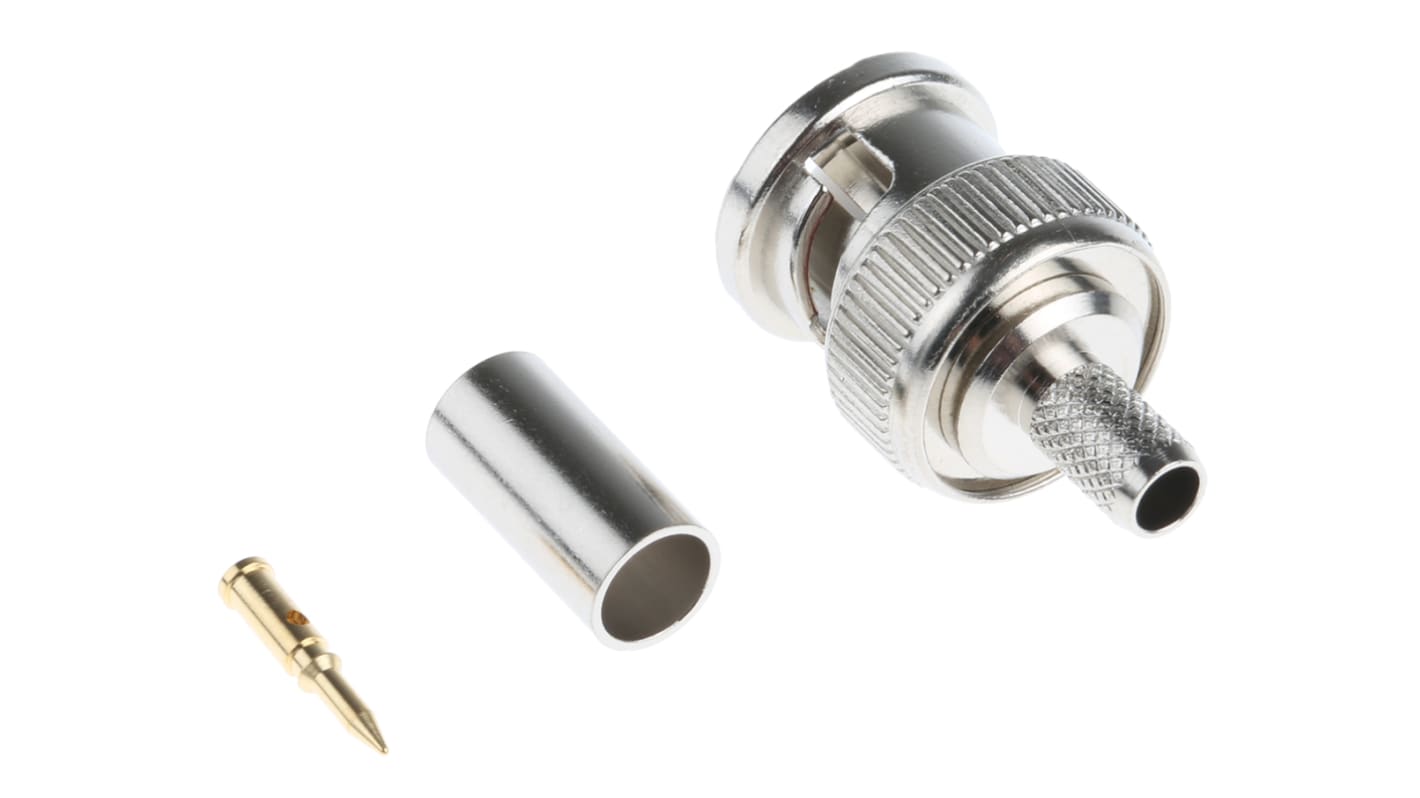 RS PRO BNC连接器公插, 50Ω, 电缆安装, 压接端接, 直向, 用于RG58线