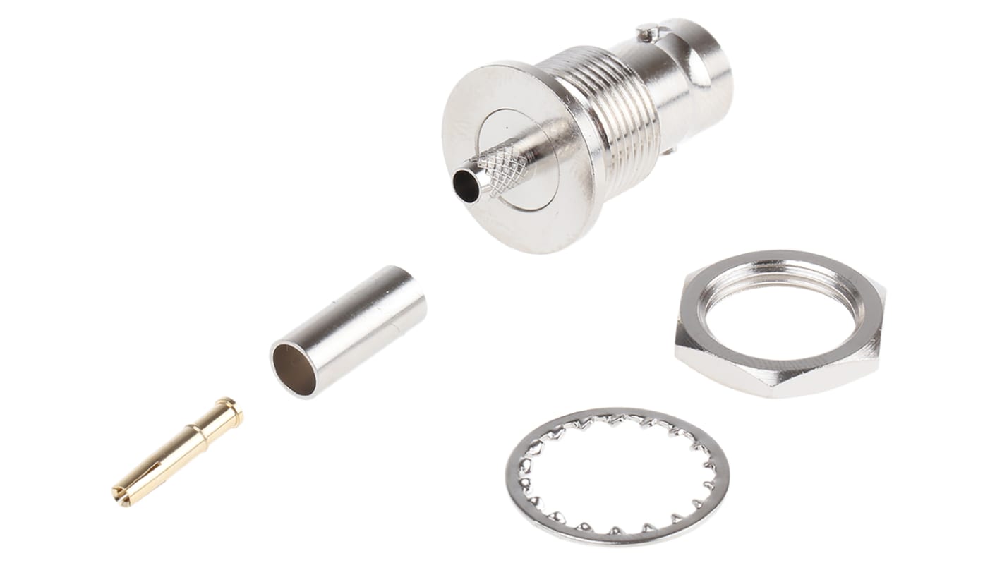 RS PRO, Jack Panel Mount BNC Connector, 75Ω, Crimp Termination, Straight Body