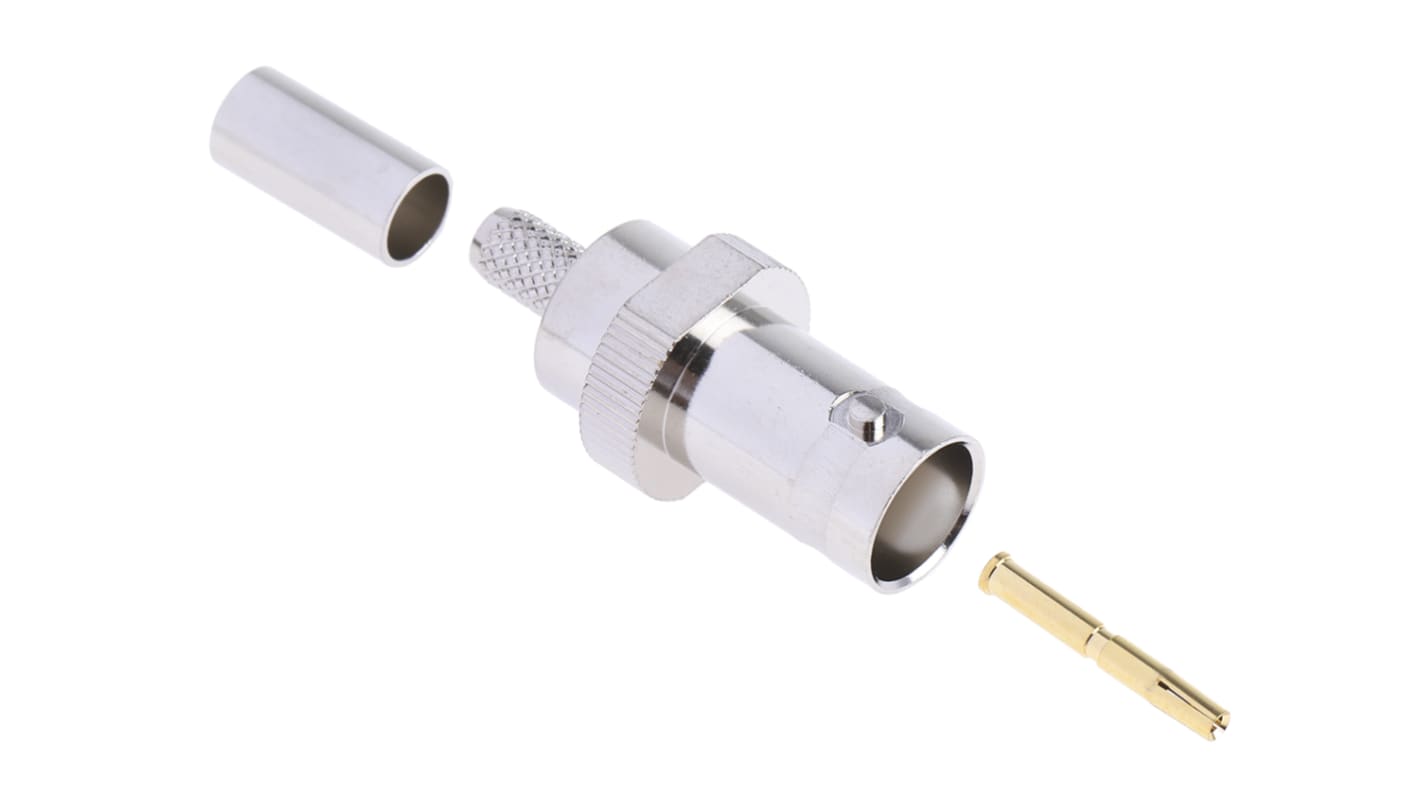 RS PRO, Jack Cable Mount BNC Connector, 50Ω, Crimp Termination, Straight Body
