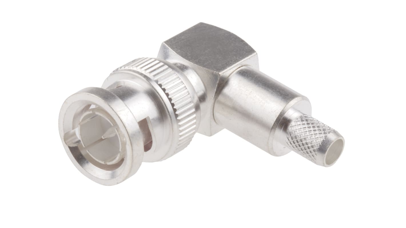 RS PRO Stecker Koaxialsteckverbinder BNC-Steckverbinder, Kabelmontage Crimp-Anschluss, für RG58A-Kabel, 50Ω, , gewinkelt