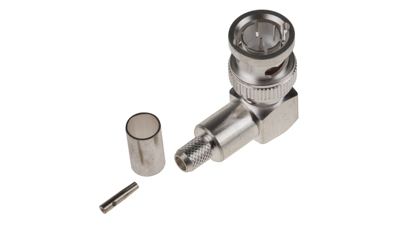 RS PRO, Plug Cable Mount BNC Connector, 75Ω, Crimp Termination, Right Angle Body
