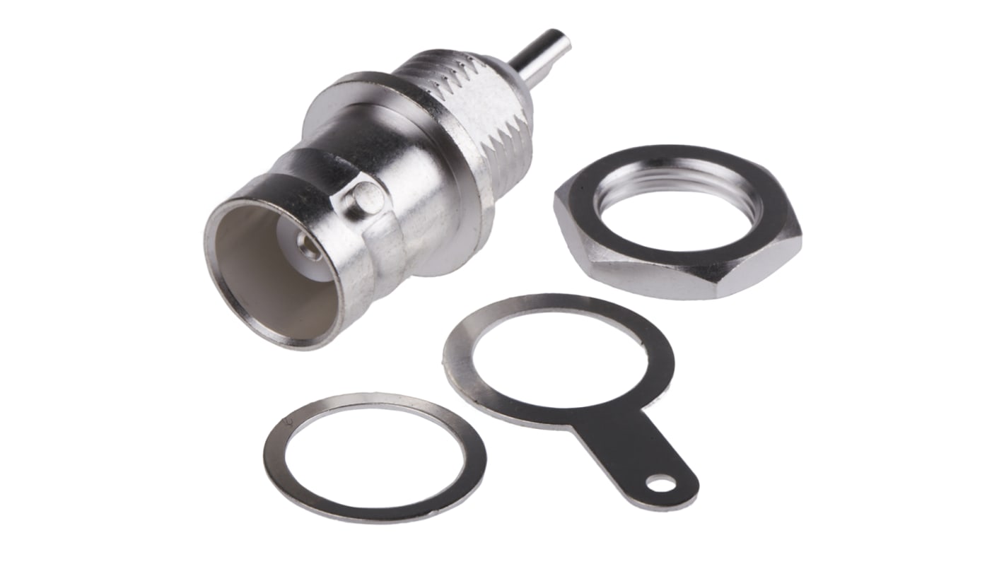 RS PRO Buchse Koaxialsteckverbinder BNC-Steckverbinder, Tafelmontage Löt-Anschluss, 50Ω mit Trennwand, Gerade