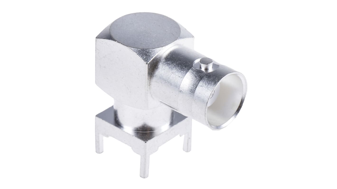 RS PRO, Jack PCB Mount BNC Connector, 50Ω, Through Hole Termination, Right Angle Body