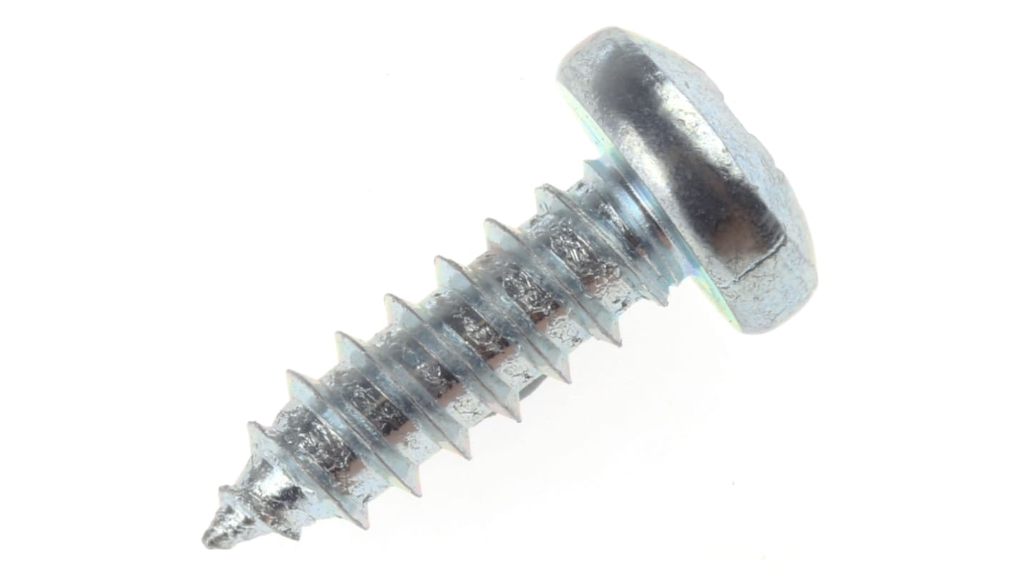 RS PRO Bright Zinc Plated Steel Pan Head Self Tapping Screw, N°8 x 1/2in Long 13mm Long