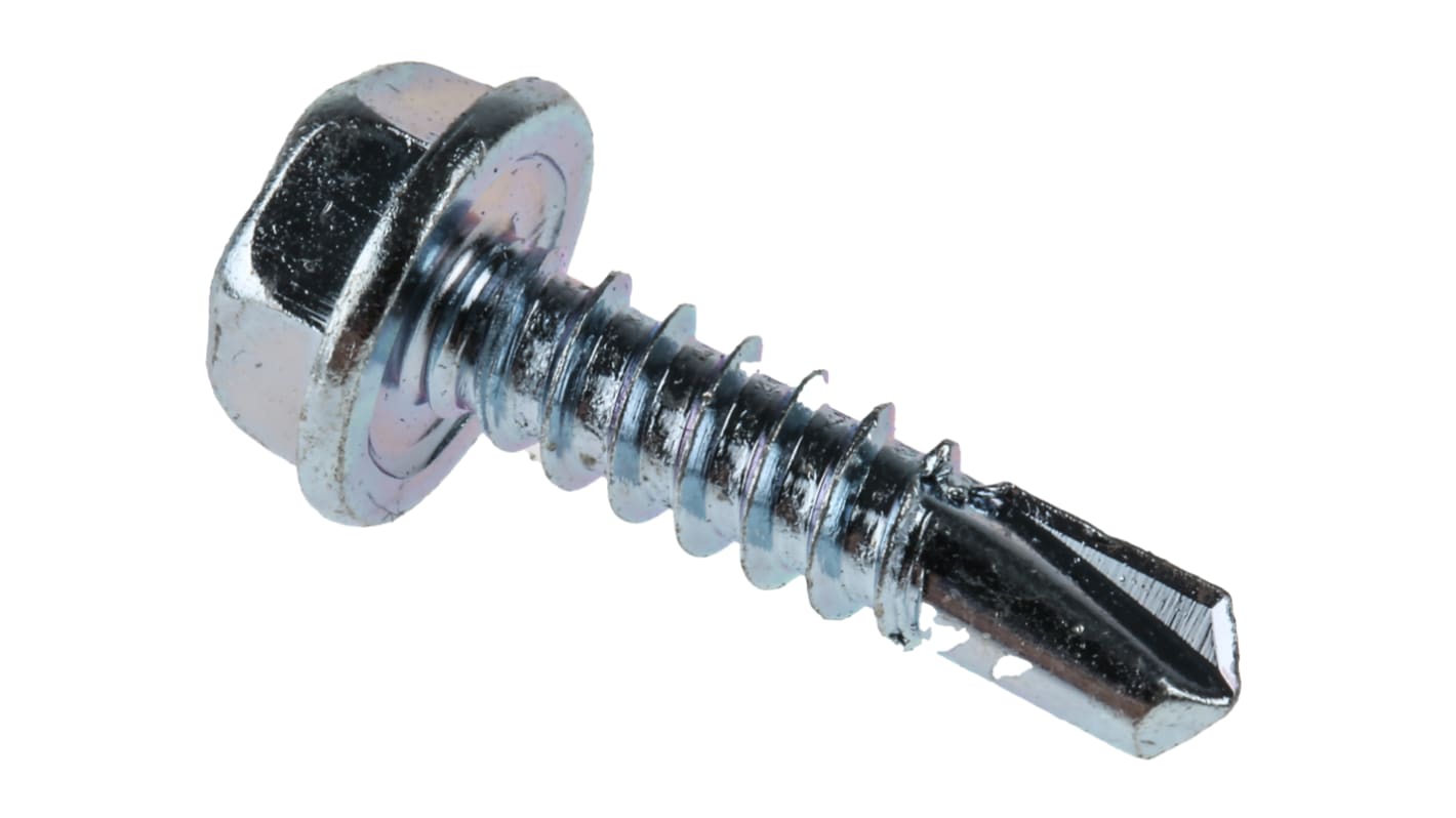 RS PRO Bright Zinc Plated Steel Self Drilling Screw M4.8 x 19mm Long