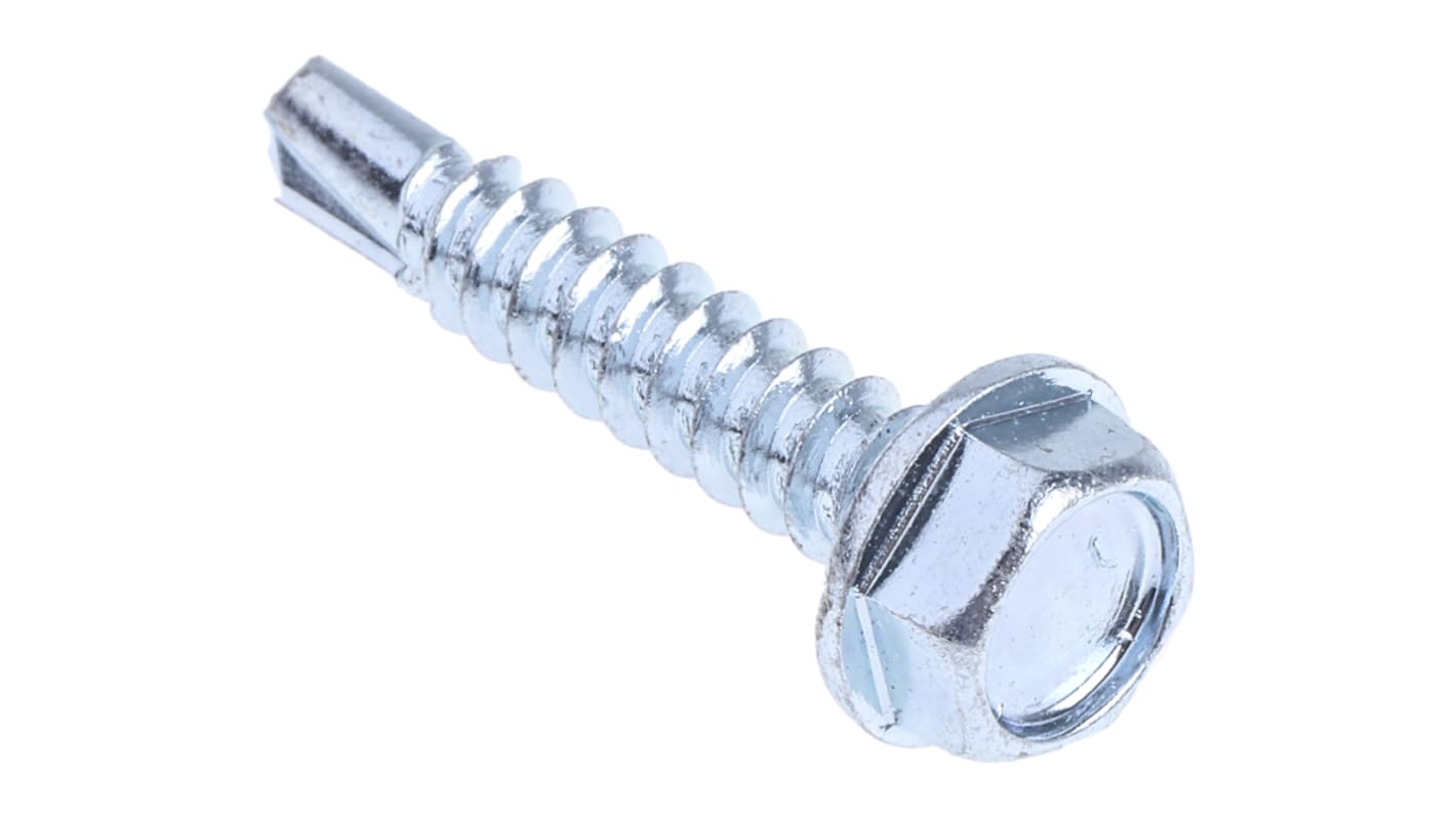 RS PRO Bright Zinc Plated Steel Self Drilling Screw M4.8 x 25mm Long