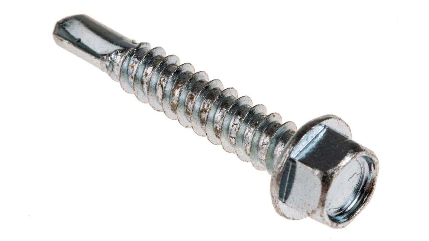 RS PRO Bright Zinc Plated Steel Self Drilling Screw M5.5 x 32mm Long