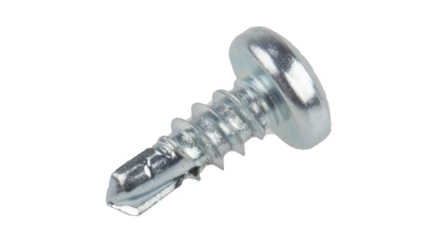 RS PRO Bright Zinc Plated Steel Self Drilling Screw No. 6 x 3/8in Long x 9.5mm Long