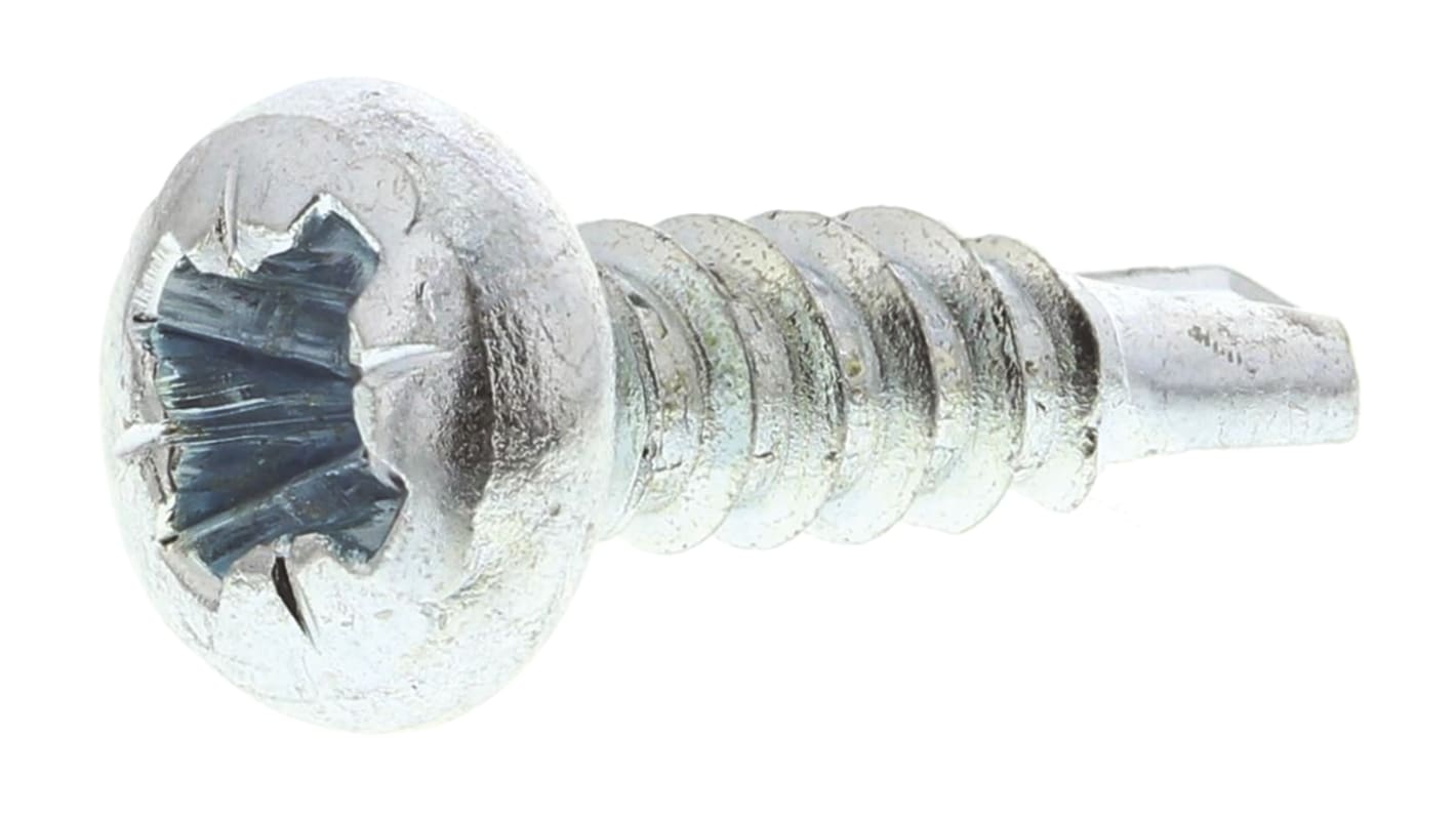 RS PRO Bright Zinc Plated Steel Self Drilling Screw No. 6 x 1/2in Long x 13mm Long