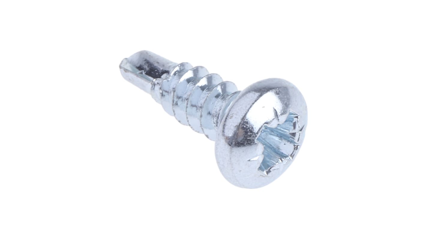 RS PRO Bright Zinc Plated Steel Self Drilling Screw No. 8 x 1/2in Long x 13mm Long