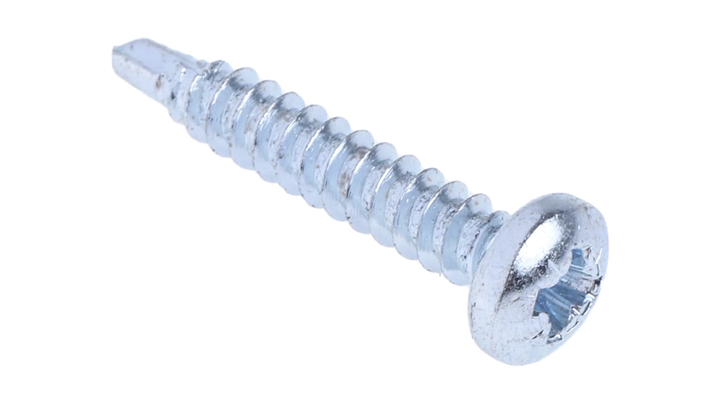 RS PRO Bright Zinc Plated Steel Self Drilling Screw No. 8 x 1in Long x 25mm Long