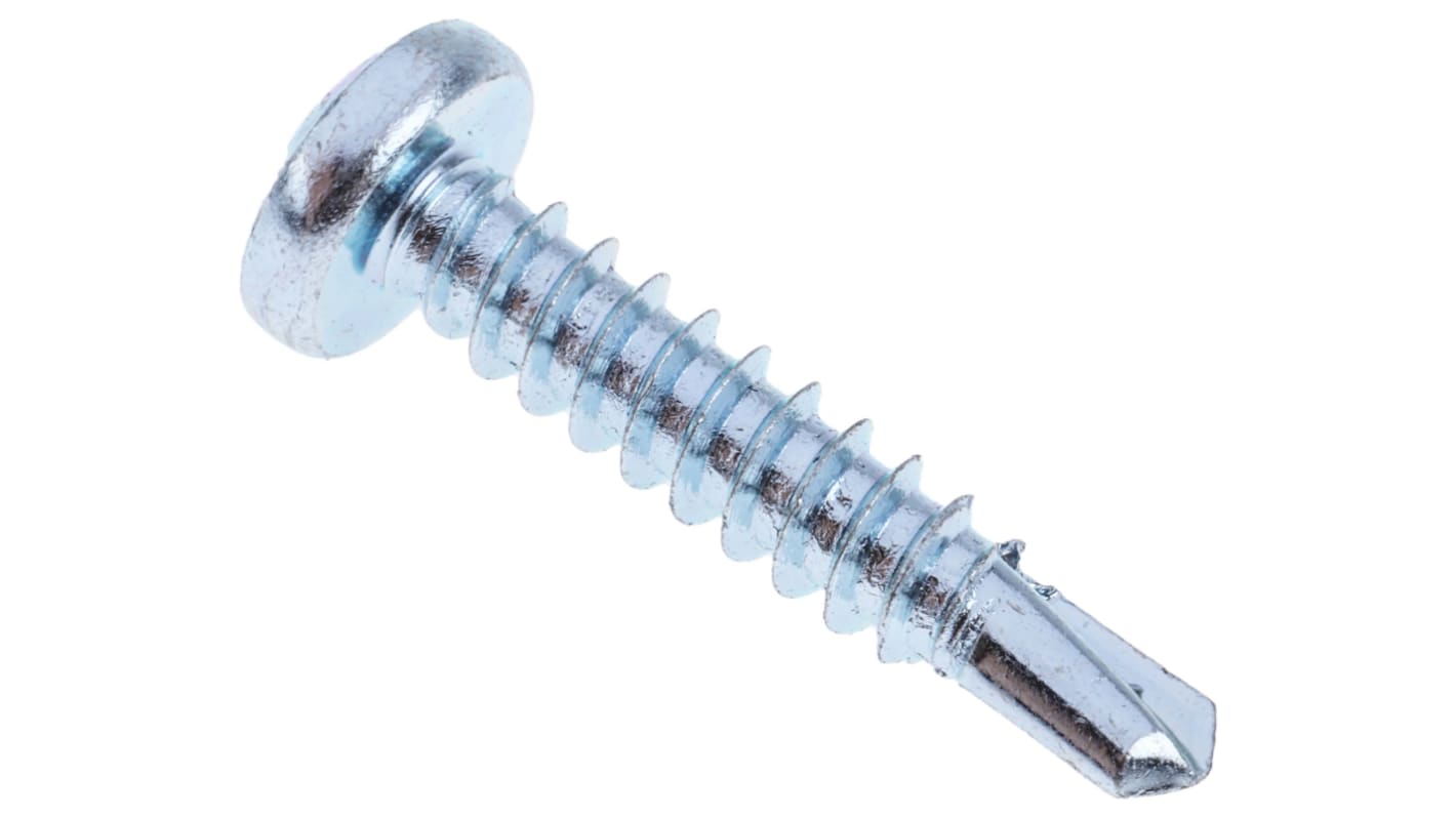 RS PRO Bright Zinc Plated Steel Self Drilling Screw No. 10 x 1in Long x 25mm Long