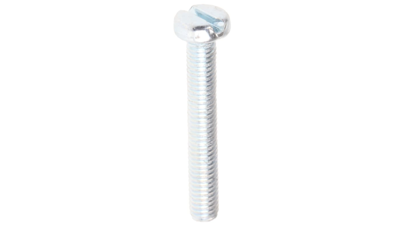 RS PRO Zylinderkopf Schlitz Schrauben verzinkt, M3 x 20.0mm Stahl