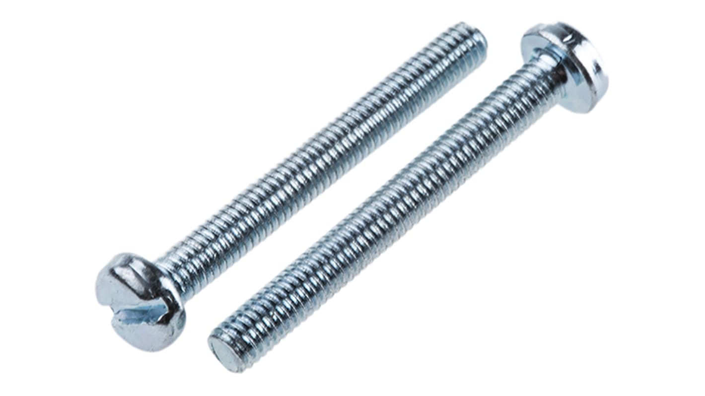 RS PRO Slot  Cheese Head Steel Machine Screws DIN 84, M3x25.0mm