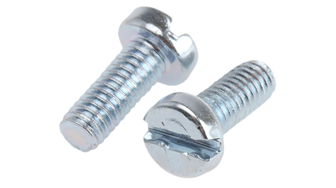 RS PRO Zylinderkopf Schlitz Schrauben verzinkt, M4 x 10.0mm Stahl