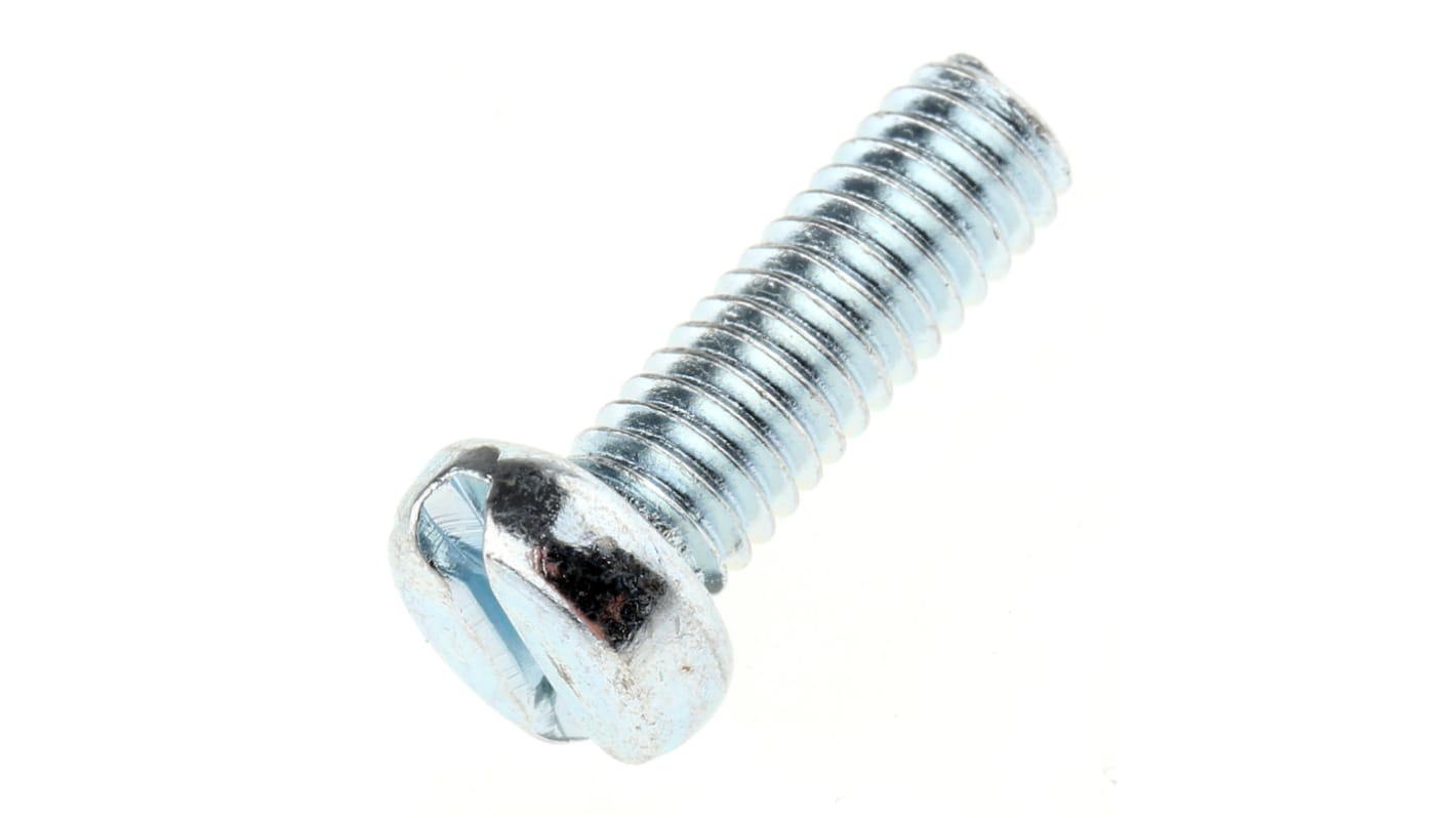 RS PRO Zylinderkopf Schlitz Schrauben verzinkt, M4 x 12.0mm Stahl