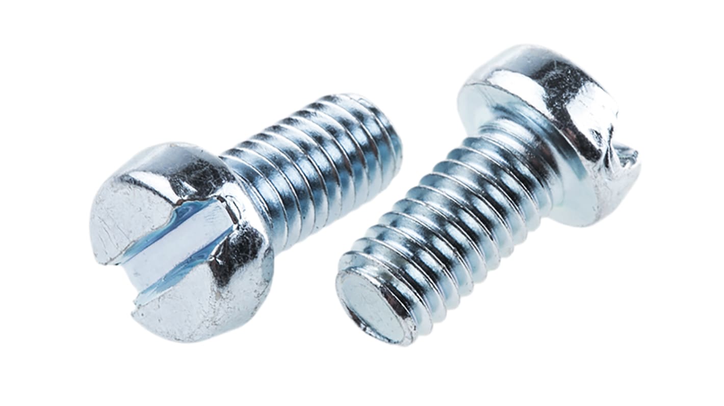 RS PRO Slot  Cheese Head Steel Machine Screws DIN 84, M6x12.0mm