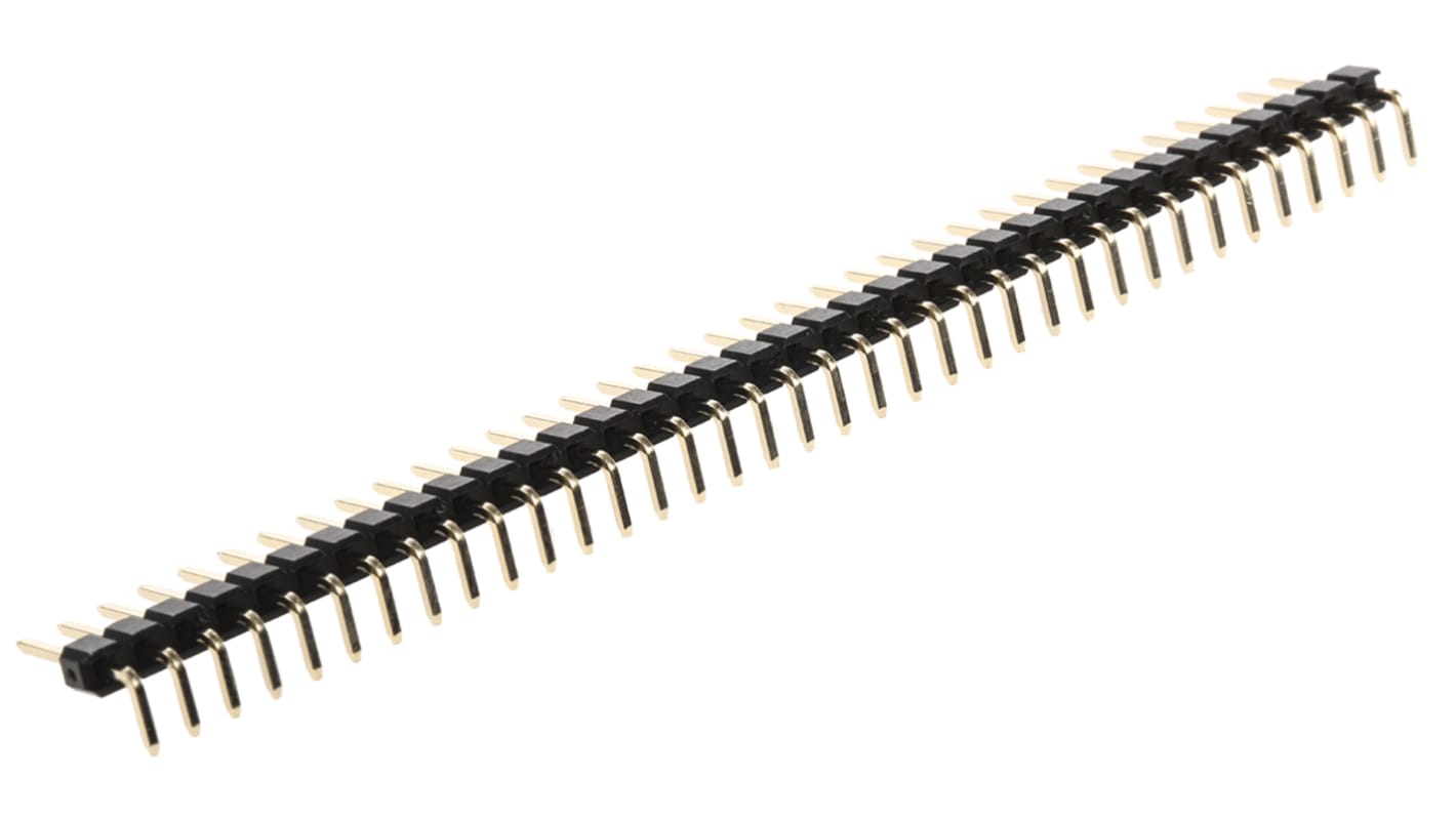 HARWIN M20 Series Right Angle Through Hole Pin Header, 36 Contact(s), 2.54mm Pitch, 1 Row(s), Unshrouded