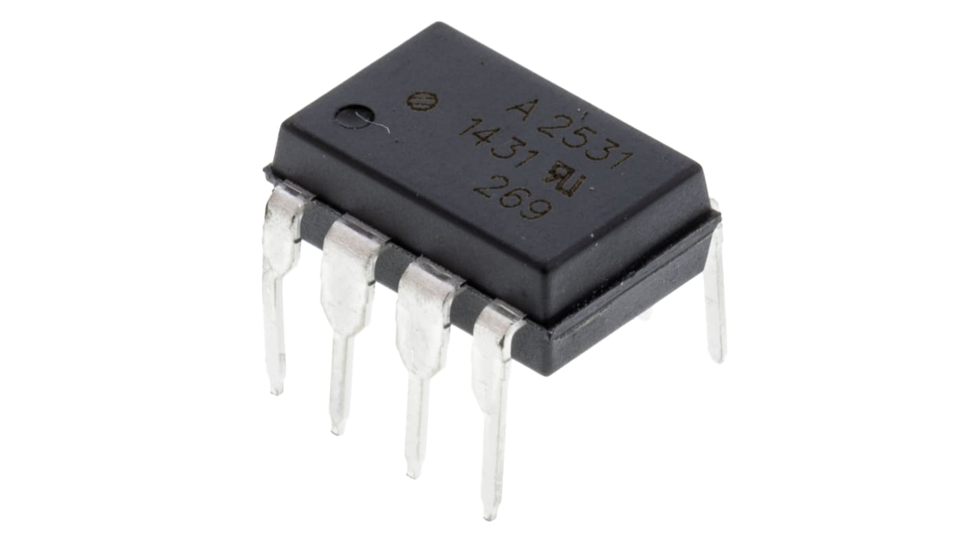 Broadcom, HCPL-2531-000E DC Input Transistor Output Dual Optocoupler, Through Hole, 8-Pin PDIP