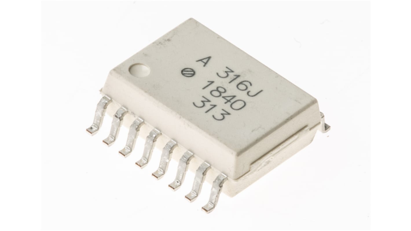 Broadcom, HCPL-316J-000E BiCMOS/DMOS Output Optocoupler, Surface Mount, 16-Pin SOIC