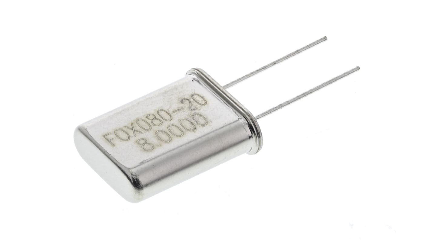 Fox Electronics 8MHz Crystal ±30ppm HC-49-ULF 2-Pin 11.05 x 4.65 x 13.46mm