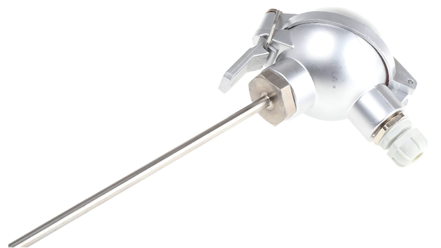 RS PRO PT100 RTD Sensor, 8mm Dia, 350mm Long, 3 Wire, 1/2 GCY, Classe B +250°C Max