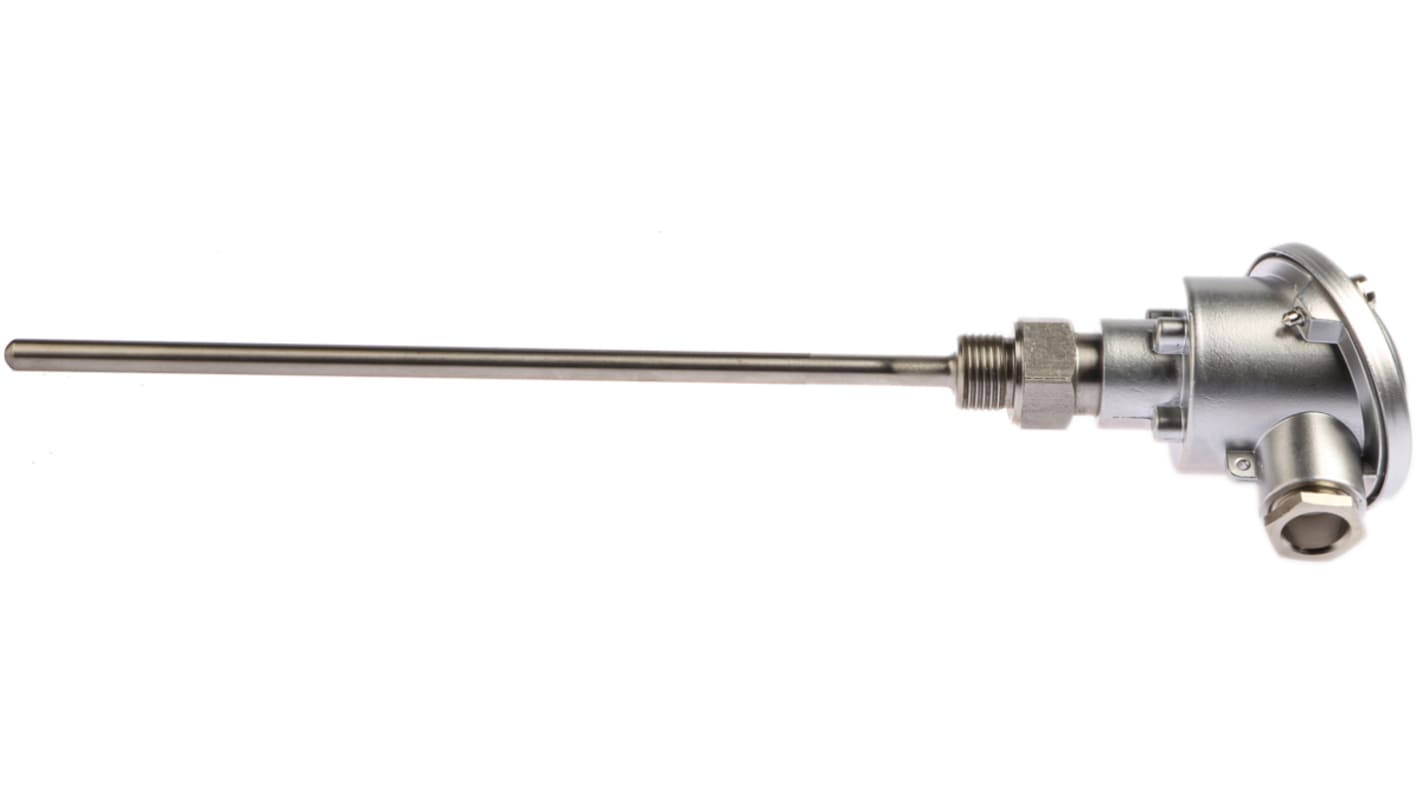 RS PRO PT100 RTD Sensor, 8mm Dia, 250mm Long, 3 Wire, 1/2 GCY, Classe B +250°C Max