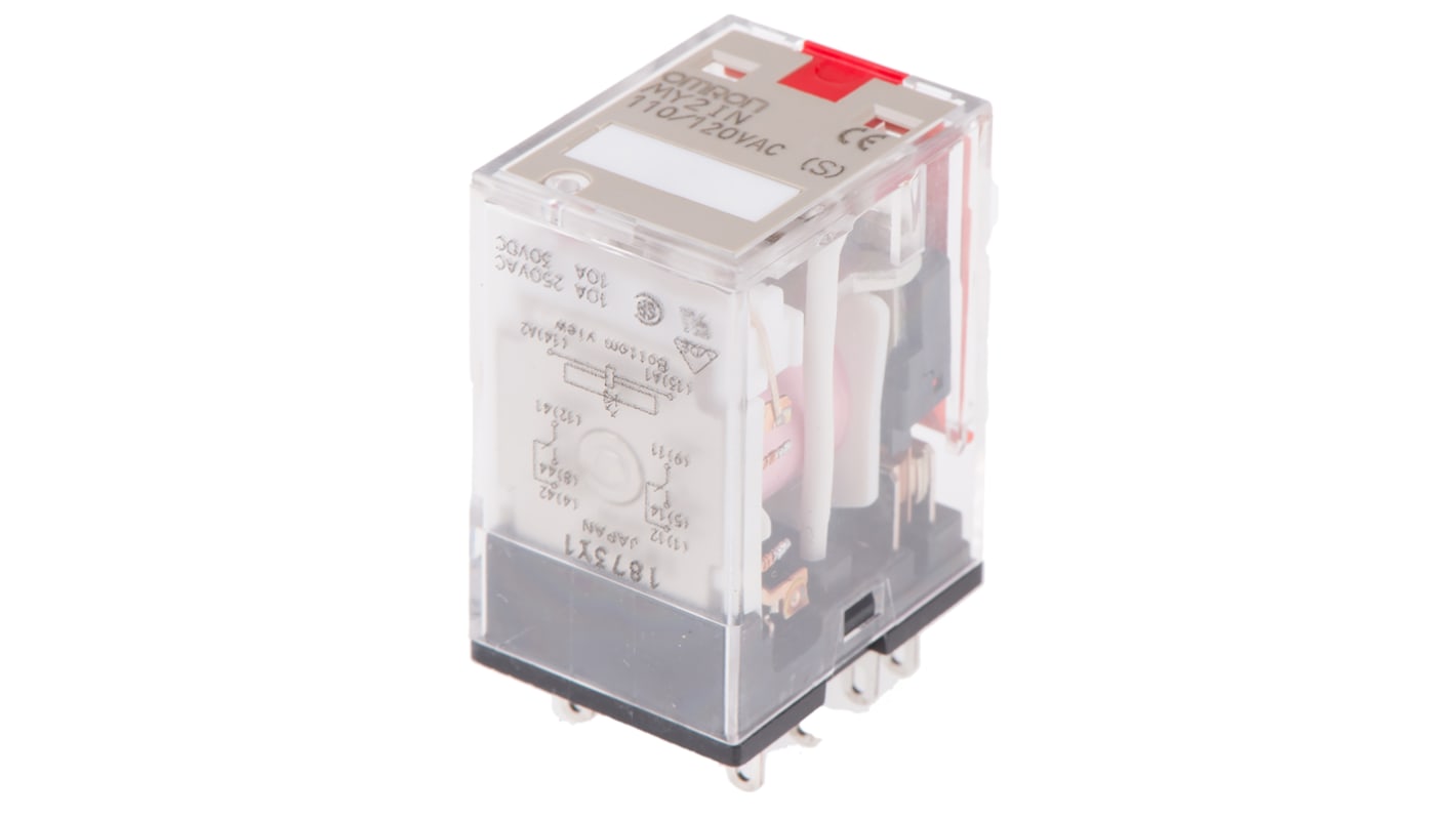 Omron Plug In Power Relay, 120V ac Coil, 10A Switching Current, DPDT