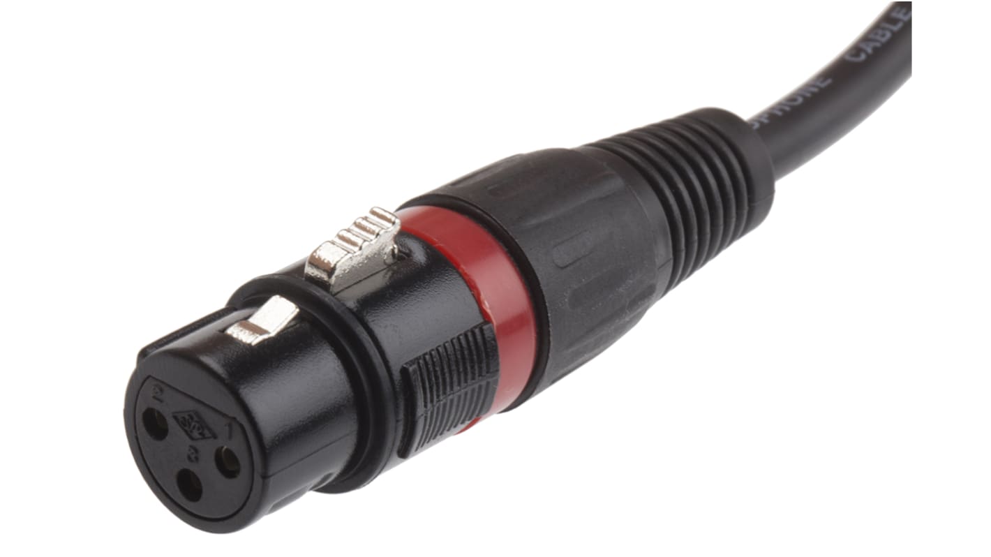 RS PRO Male 3 Pin XLR to Female 3 Pin XLR  Cable, Black, 3m