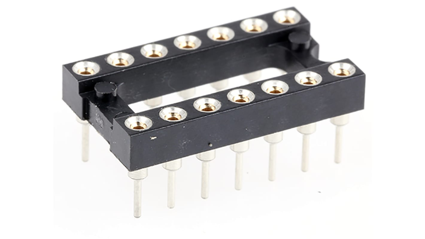 E-TEC DIL-Sockel, 14-Pin Durchsteck Gedreht vergoldet, Raster 2.54mm Offene Bauform