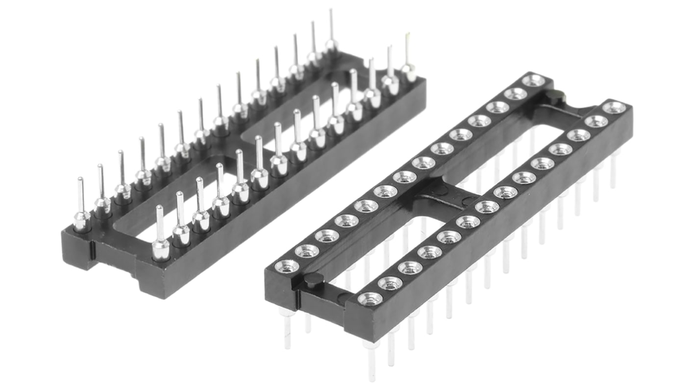 E-TEC 2.54mm Pitch Vertical 28 Way, Through Hole Turned Pin Open Frame IC Dip Socket