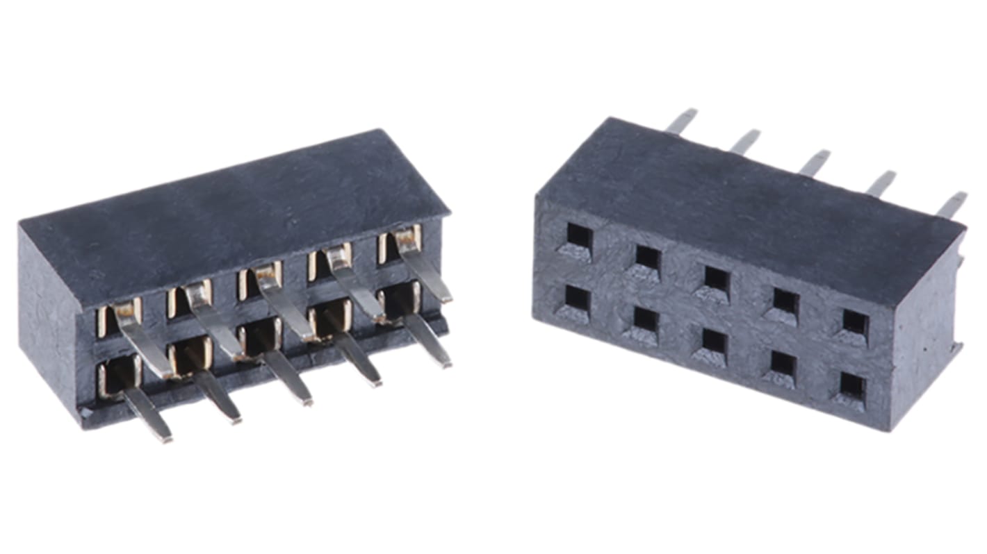 HARWIN Straight Through Hole Mount PCB Socket, 10-Contact, 2-Row, 2mm Pitch, Solder Termination