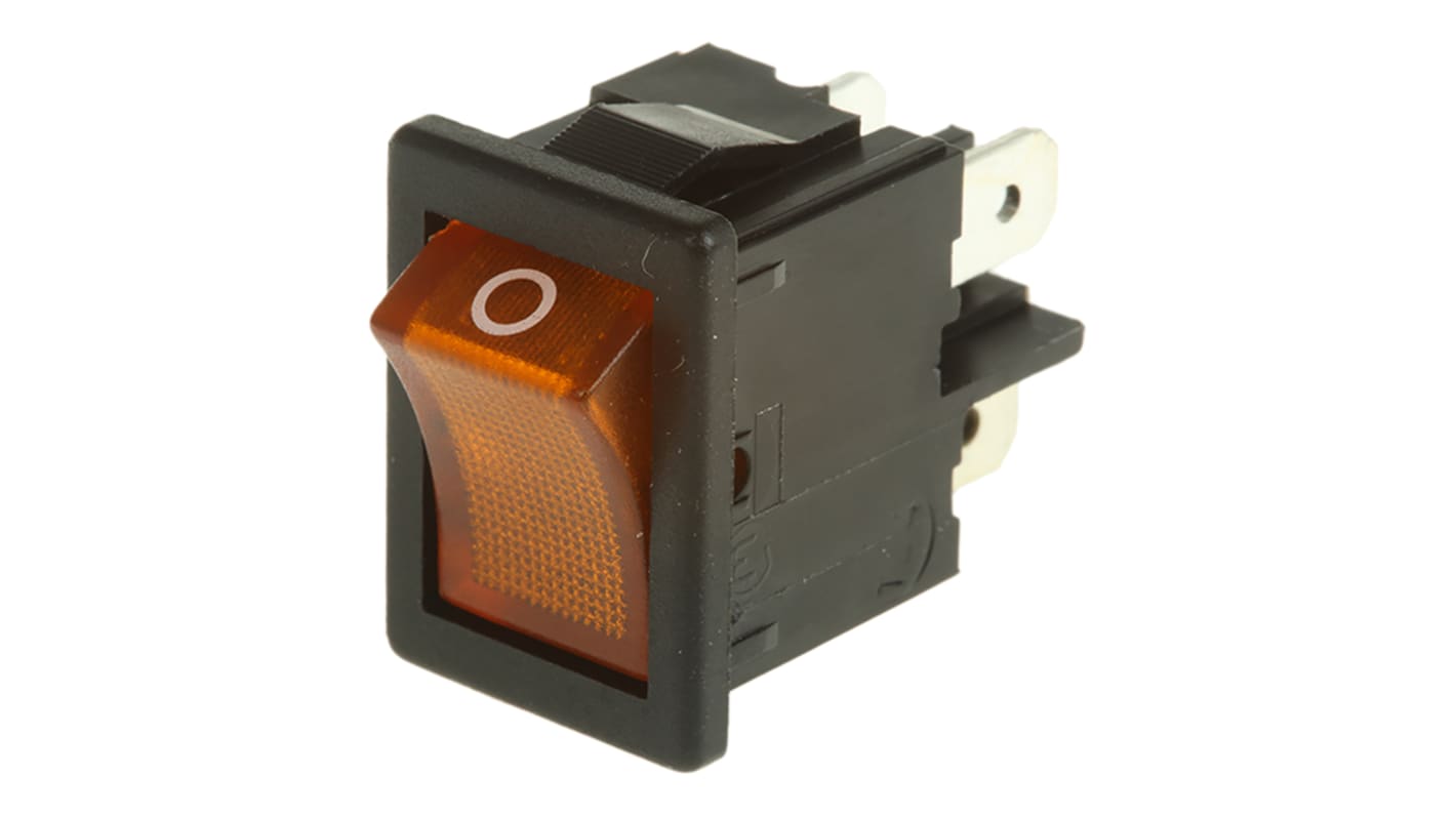 Interruptor de balancín, 1855.1104, Contacto DPST, On-Off, 4 A, Iluminado, Naranja, IP40