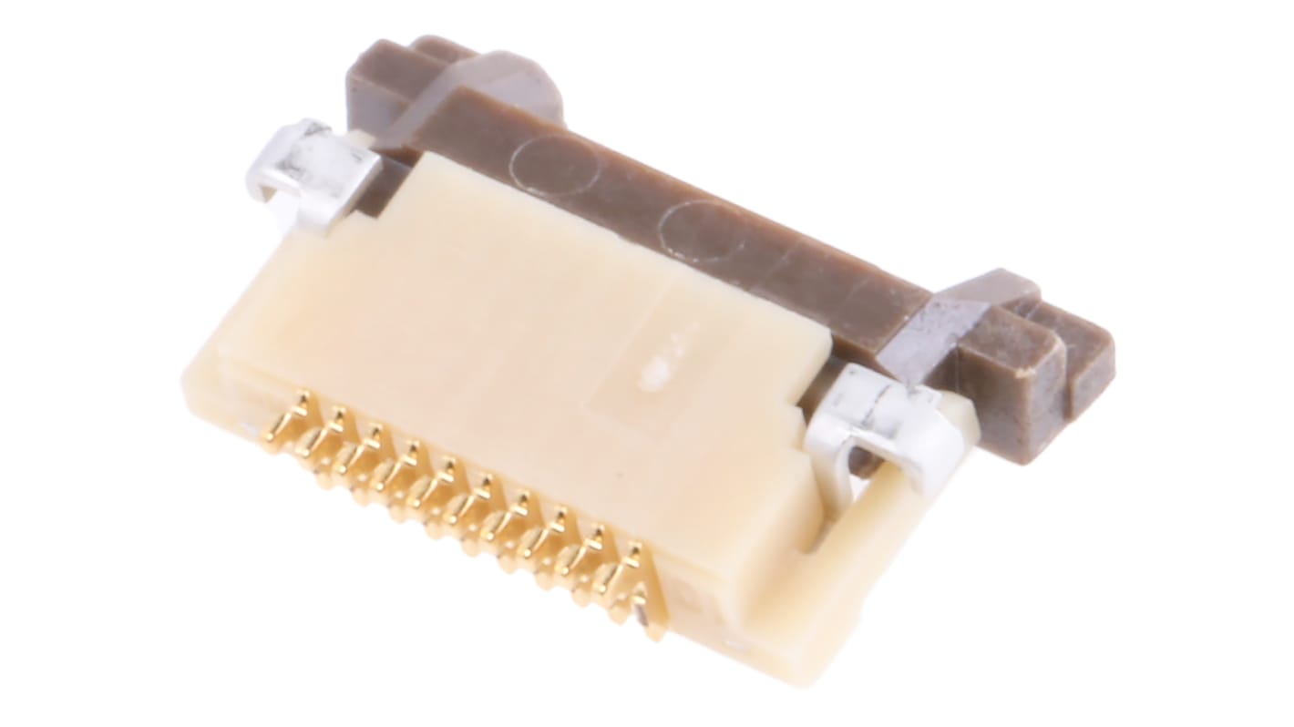 Hirose FPC连接器, 母座, 10p, 0.5mm间距, 单排, SMT安装, 直角, 500mA, 50 V 交流, FH12系列