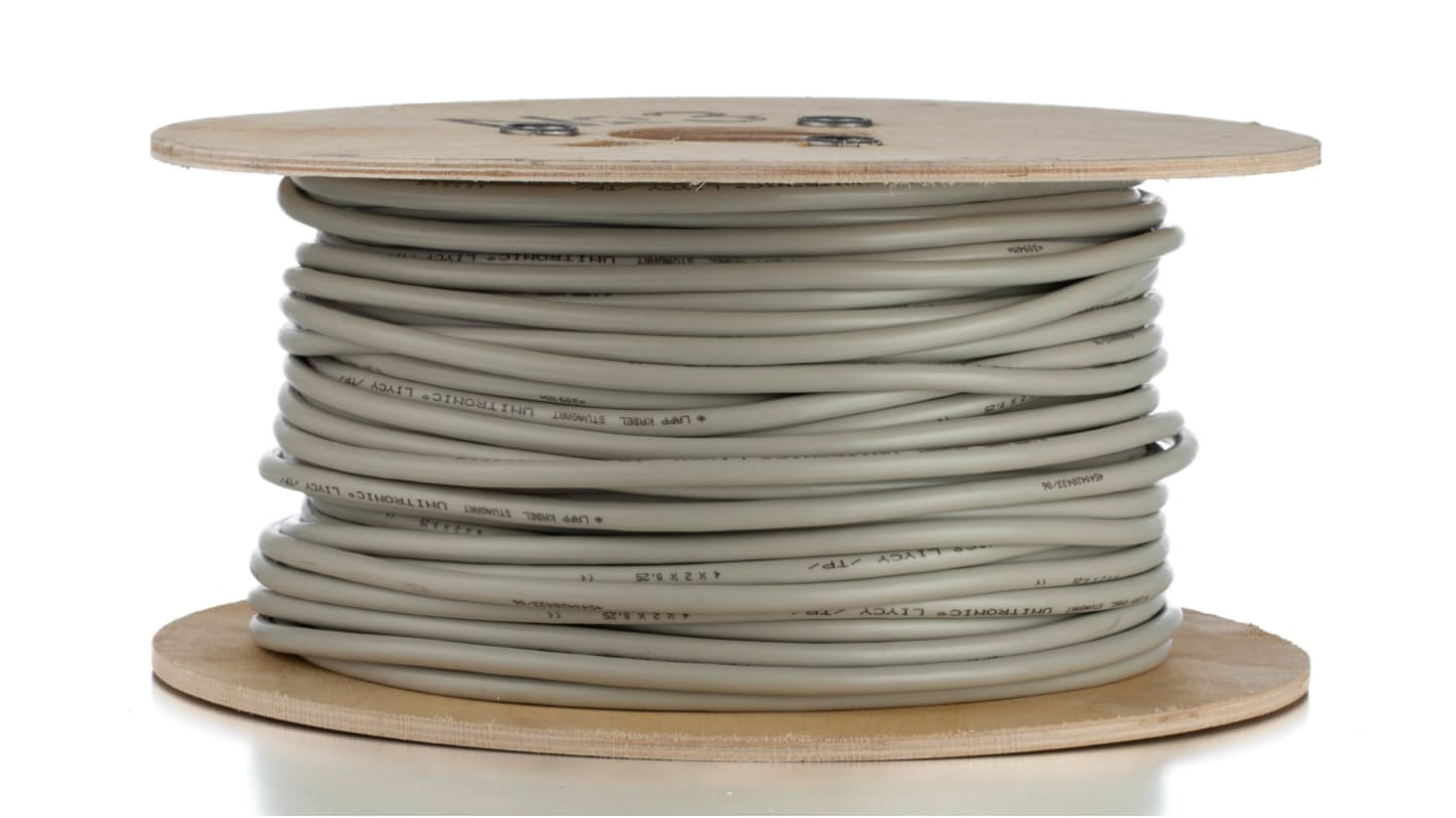 Lapp UNITRONIC Series Data Cable, 4 Pairs, 8 Cores, 0.25 mm², Screened, 24 AWG, 100m, Screened Shield, LiYCY Cable