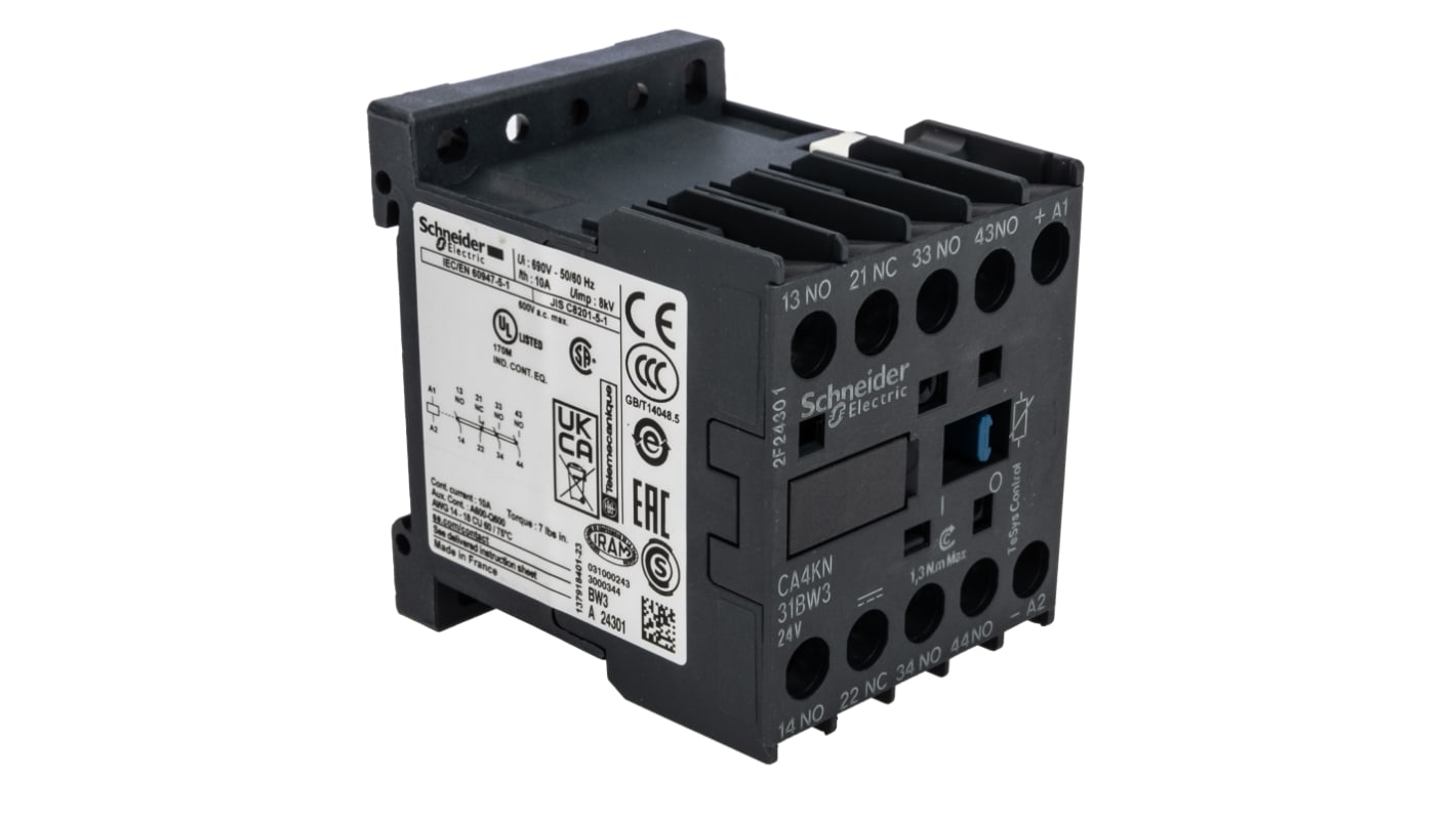 Schneider Electric TeSys K CA4KN Contactor, 10 A, 3NO + 1NC, 690 V ac