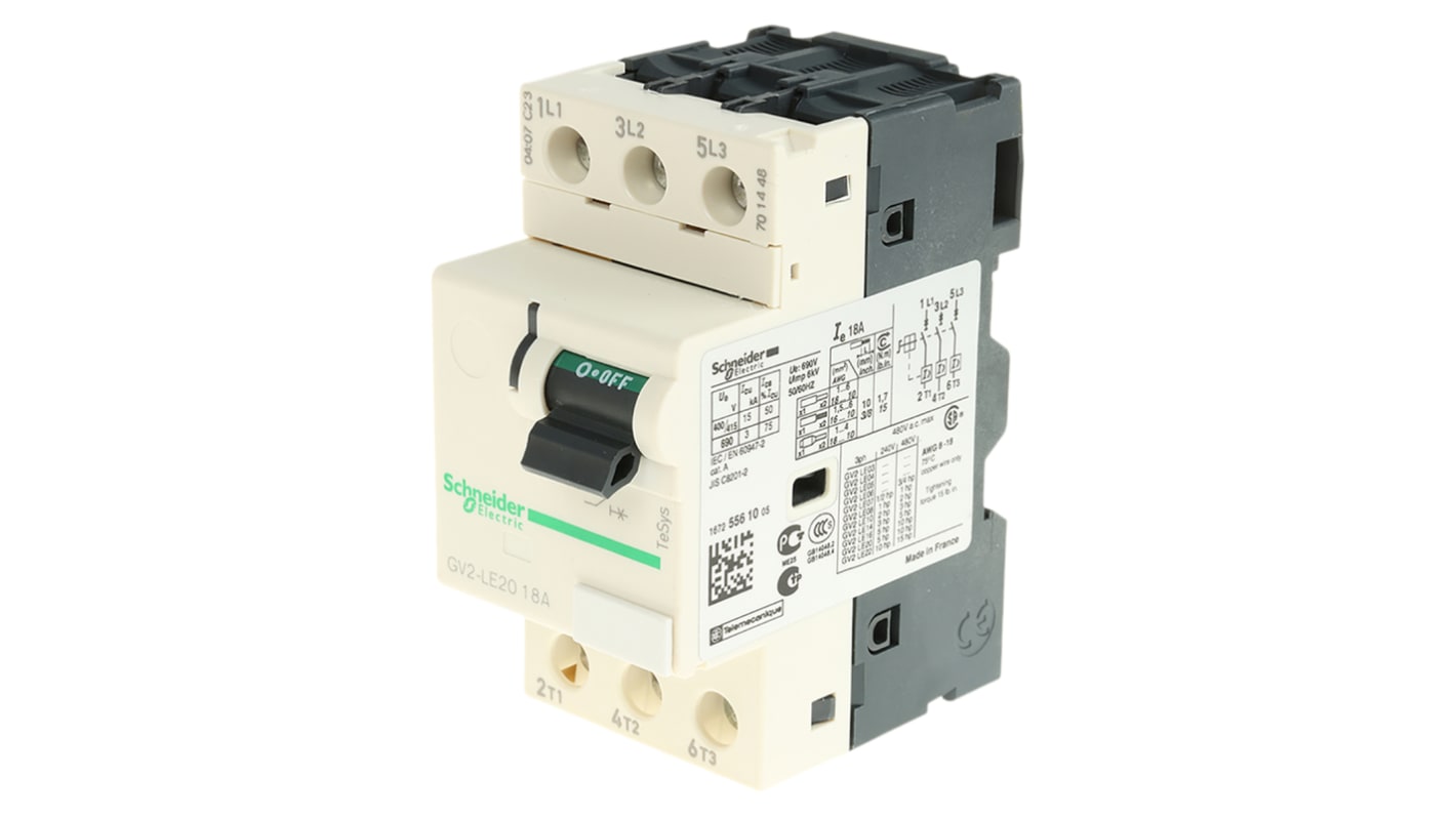 Schneider Electric TeSys GV2L Motorschutzschalter, 18 A 89mm x 44.5mm